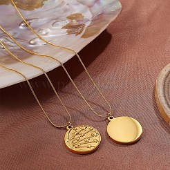 304 Stainless Steel Embossed Coin Pendant Necklaces for Women&nbsp;WGF57C1-01