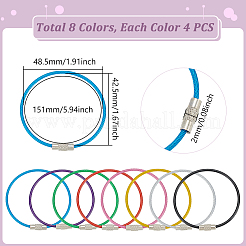 32Pcs 8 Colors Heavy Duty Stainless Steel Wire Cable Keychains&nbsp;FIND-UN0009-29