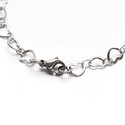 Tarnish Resistant 304 Stailess Steel Heart Link Bracelets&nbsp;BJEW-N280-04
