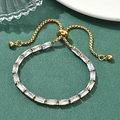 Rectangle 304 Stainless Steel Glass Slider Bracelets&nbsp;BJEW-D456-07G-02