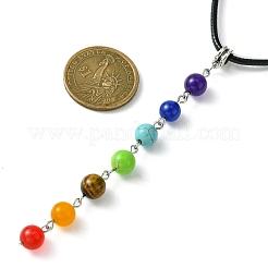 Natural & Synthetic Chakra Gemstone Pendant Necklaces&nbsp;NJEW-JN04539