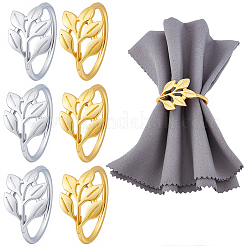 16Pcs 2 Colors Leaf Alloy Napkin Rings&nbsp;AJEW-GF0013-15