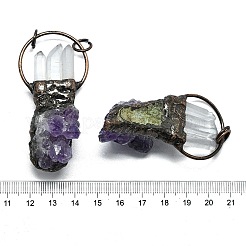 Electroplated Raw Natural Amethyst and Quartz Crystal Big Pendants&nbsp;G-K404-02R