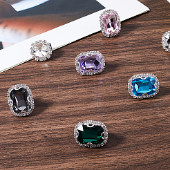 8Pcs 8 Styles Iron & Glass Shoe Buckle Clips&nbsp;FIND-CP0002-96