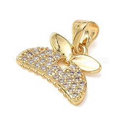 Brass Micro Pave Clear Cubic Zirconia Pendants&nbsp;KK-L268-012G