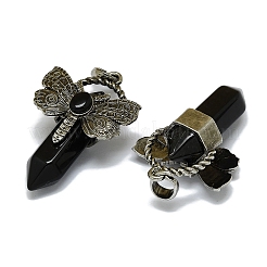 Natural Obsidian Faceted Pointed Bullet Big Pendants&nbsp;G-Q165-01AS-07