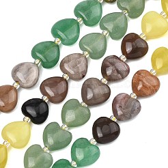 Gradient Color Natural Green Aventurine & Labradorite & Lemon Jade & Unakite & Petrified Wood Beads Strands&nbsp;G-B185-A07
