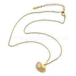 Brass Micro Pave Cubic Zirconia Shell Shape Pendant Neckalces for Women&nbsp;NJEW-S448-10G