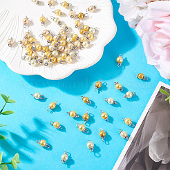80Pcs 8 Colors Glass Pearl Round Connector Charms&nbsp;PALLOY-TA00262
