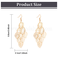 2 Pairs 2 Colors Alloy Aspen Leaf Chandelier Earrings&nbsp;EJEW-AN0001-49