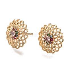 Brass Micro Pave Cubic Zirconia Stud Earrings for Women&nbsp;EJEW-U026-01G