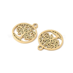 304 Stainless Steel Flat Round with Laser Cut Tree of Life Charms&nbsp;STAS-L022-512G