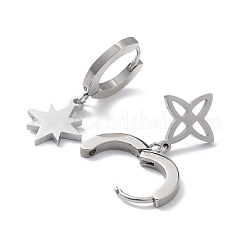 Non-Tarnish 3 Pair 3 Style Star & Clover & Snake & Infinity 304 Stainless Steel Asymmetrical Earrings&nbsp;EJEW-B020-14P
