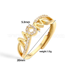 Mother's Day Brass Micro Pave Clear Cubic Zirconia Finger Rings&nbsp;WG2E367-02