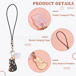 20Pcs Cat Alloy Enamel Mobile Straps&nbsp;HJEW-OC00056