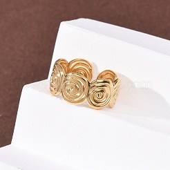 304 Stainless Steel Open Cuff Rings for Women&nbsp;RJEW-K309-26G