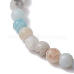 4mm Round Mixed Gemstone & Lightning Bolt Brass Beaded Stretch Bracelets&nbsp;BJEW-JB10856