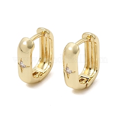 Brass Micro Pave Cubic Zirconia Hoop Earrings&nbsp;KK-CBA5585-09G