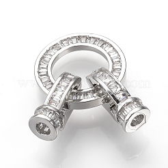 Brass Micro Pave Cubic Zirconia Fold Over Clasps&nbsp;ZIRC-S058-25P