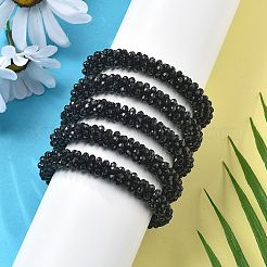 Faceted Opaque Glass Beads Stretch Bracelets&nbsp;BJEW-S144-002E-01