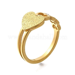 Textured Heart 304 Stainless Steel Finger Ring for Women&nbsp;RJEW-L126-14B-G