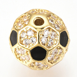 Brass Micro Pave Cubic Zirconia Beads&nbsp;ZIRC-Q013-10mm-136G