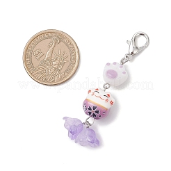 4Pcs Maneki Neko Handmade Porcelain Beads Pendant Decorations&nbsp;HJEW-JM04252