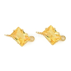 Brass Pave Cubic Zirconia Rectangle Connector Charms&nbsp;KK-P347-05G-02