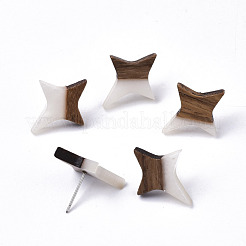 Resin & Walnut Wood Stud Earrings&nbsp;EJEW-N017-004A