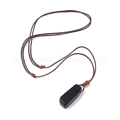 Natural Obsidian Nugget Pendant Necklace with Waxed Cord for Women&nbsp;NJEW-F306-01D