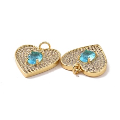 Heart Brass Micro Pave Cubic Zirconia Pendants&nbsp;KK-G435-02G