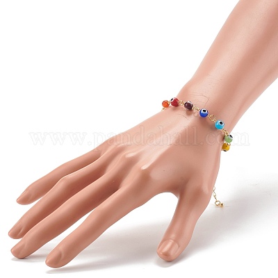 Handmade Evil Eye Lampwork Beaded Bracelets&nbsp;BJEW-JB06381-1