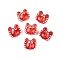 Transparent Glass Beads, Hand Painted Beads, Crab, Red, 12.5x14x7mm, Hole: 1mm