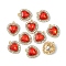 Alloy Crystal Rhinestone Charms, with Acrylic, Heart, Light Gold, Hyacinth, 18x16x5mm, Hole: 1.4mm