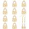 Brass Rhinestone Pendants, Padlock with Moon & Star Charms, Light Gold, 16~16.5x9.5~10x2.7mm, Hole: 1.6mm