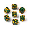 Handmade Lampwork Beads, Bumpy Cube, Green, 12.5~14.5x12.5~14.5x9.5~11.5mm, Hole: 1.2~1.8mm