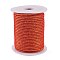 Round String Thread Polyester Cords, with Gold Wire, Orange Red, 2.5mm, about 21.87 yards(20m)/roll