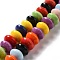 Glazed Porcelain Beads, Glossy Ceramic Beads, Flat Round, Mixed Color, 12x7mm, Hole: 1.6mm, about 45pcs/strand, 12.40''(31.5cm)