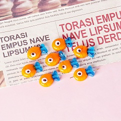 Handmade Lampwork Beads, Fish with Evil Eye Pattern, Orange, 13x20mm