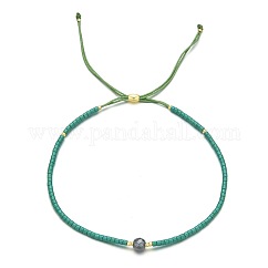 Japanese MIYUKI Rice Ball Handmade Beaded Bracelet with Adjustable Bohemian Obsidian Rice Ball Silder Bracelets