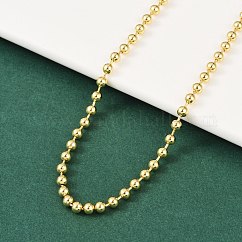 Rack Plating Brass Ball Chain Necklaces for Women, Long-Lasting Plated, Lead Free & Cadmium Free, Real 18K Gold Plated, 16.54 inch(42cm), bead: 3mm