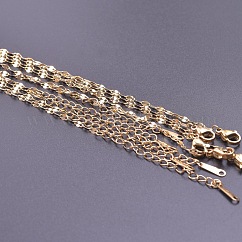 Women's Stainless Steel Necklaces, Ion Plating(IP), Chain Necklaces, Dapped Chains, Golden, 15.75 inch(40cm)