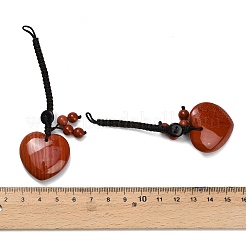 Heart Natural Red Jasper Pendant Decorations&nbsp;G-K353-07D