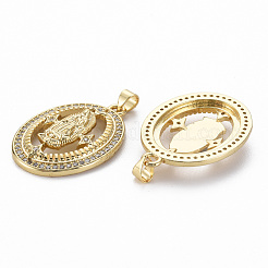 Brass Micro Pave Clear Cubic Zirconia Pendants&nbsp;ZIRC-Q200-048-NF
