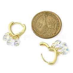 Brass Hoop Earrings with Glass Teardrop Charms&nbsp;EJEW-JE05396