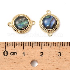 Natural Paua Shell Flat Round Connector Charms&nbsp;KK-G538-48G
