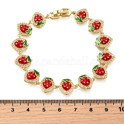 Brass Micro Pave Cubic Zirconia Link Bracelets&nbsp;BJEW-K278-02G-02