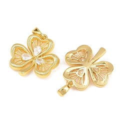 Brass Micro Pave Clear Cubic Zirconia Pendants&nbsp;KK-H262-14G