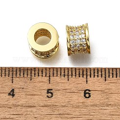 Brass Micro Pave Clear Cubic Zirconia European Beads&nbsp;ZIRC-I070-062G