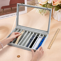 10 Grids Wood Covered with Velvet Watch Band Organizer Storage Cases with Visible Window Lid&nbsp;CON-WH0112-077